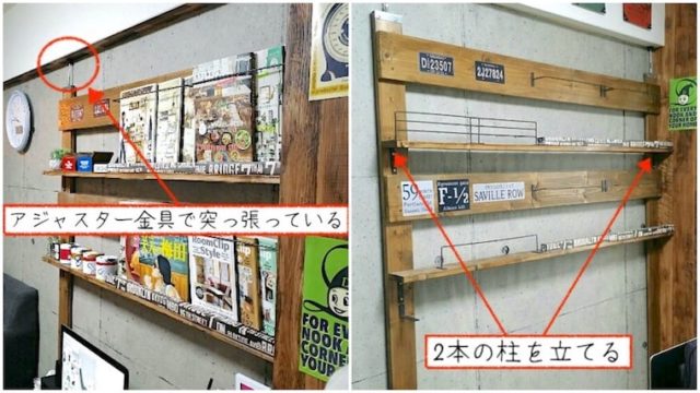 ディアウォールよりも安く賃貸で棚や本棚が作れるアジャスター金具でDIYした記事のアイキャッチ画像