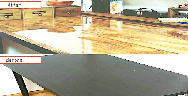 IKEAのテーブルを壁紙でリメイク