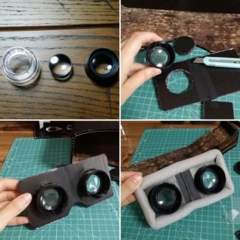 VRゴーグルに100均ルーペをはめ込む