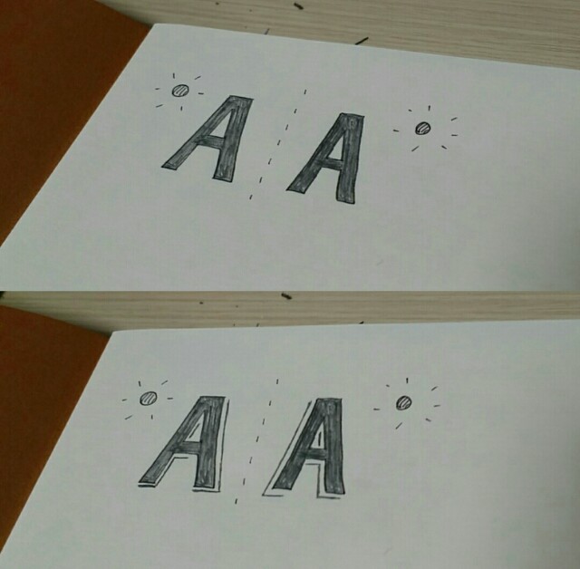 レタリングのAの書き方