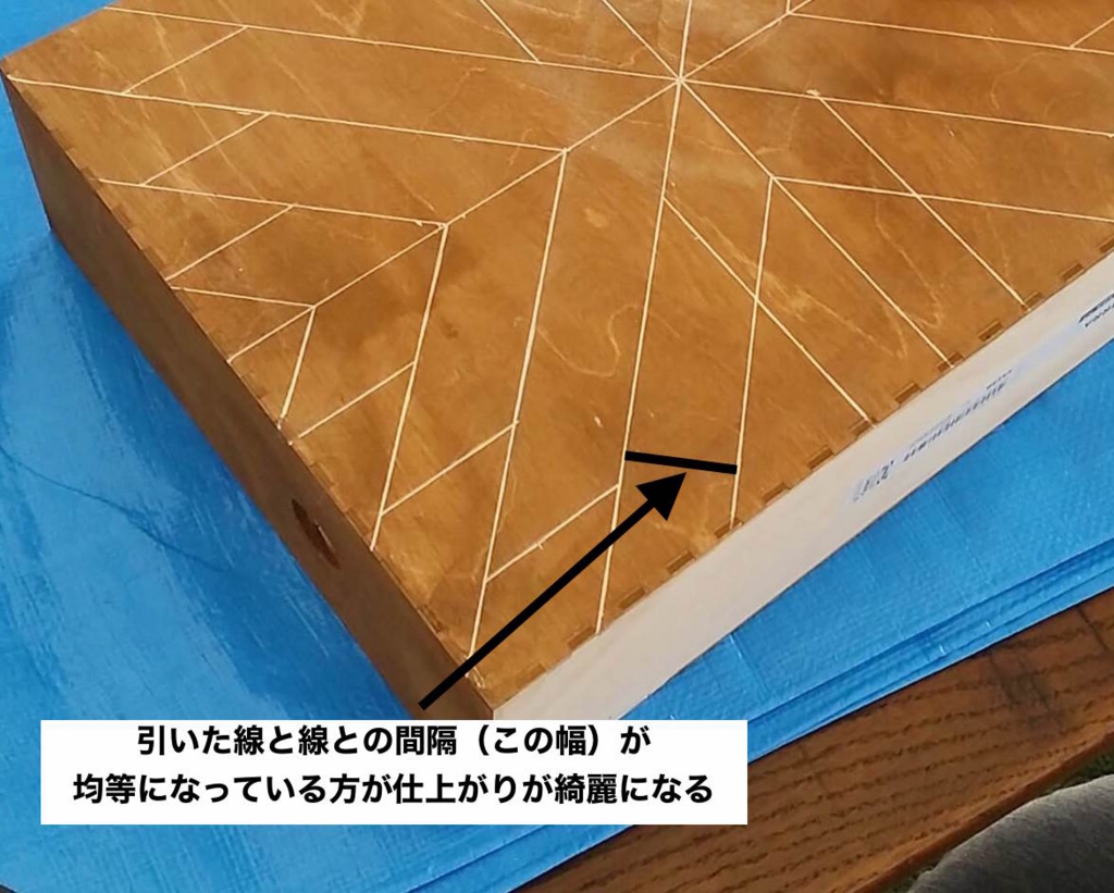 ヘリンボーン柄の下書き線