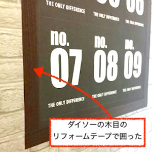 ナンバーカードを貼った玄関の靴箱の扉